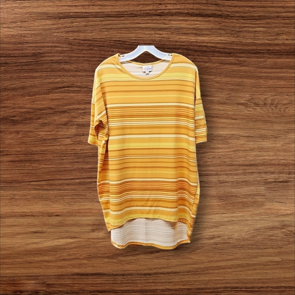 LulaRoe, Sz Sm Top,Blouse, Shirt, Yellow, Orange, Striped, Short Sleeve, Tee